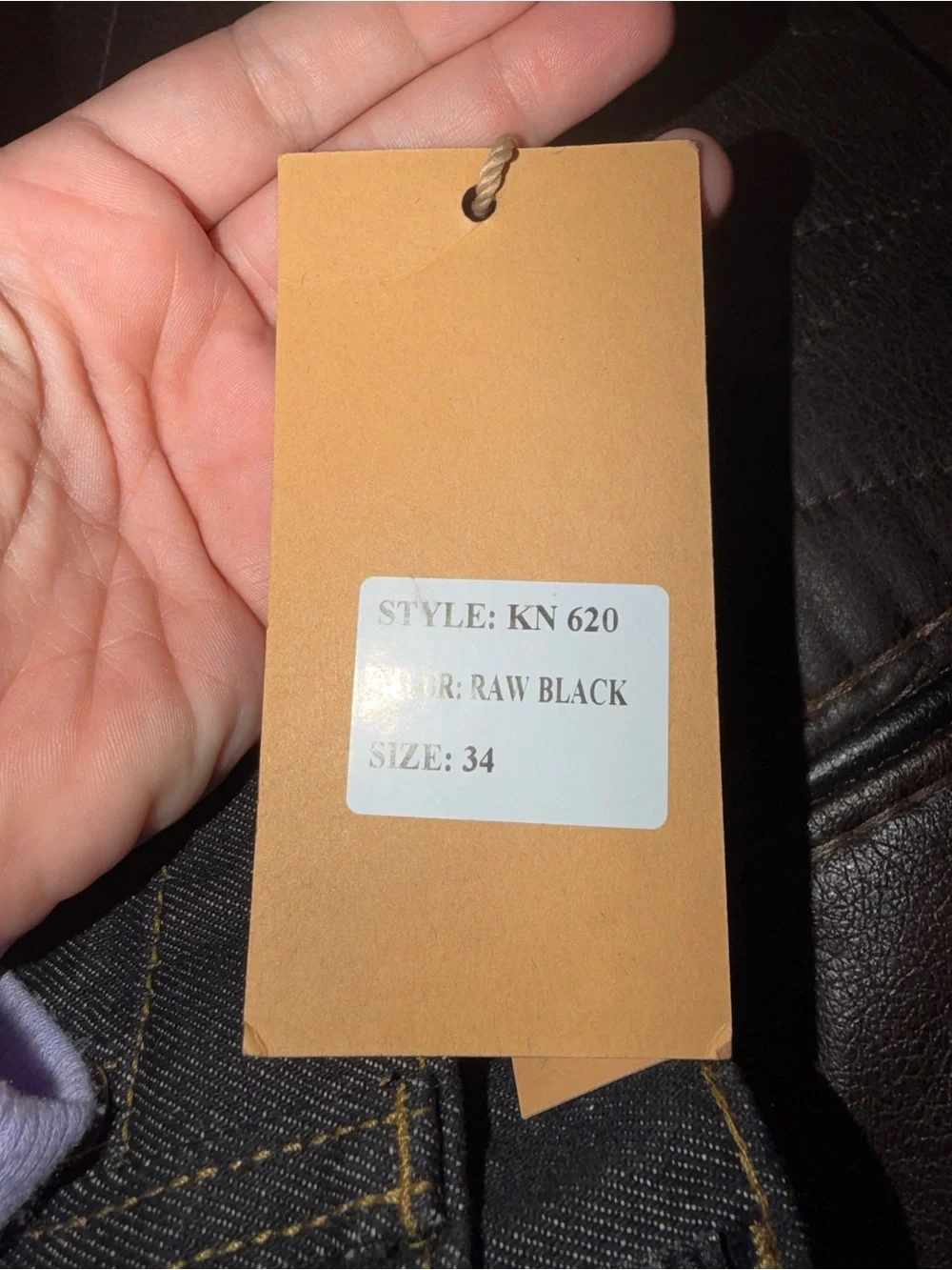 Raw Black Jeans Tag - Style KN 620 Size 34
